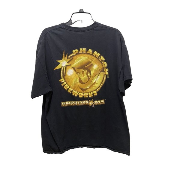 Phantom Fireworks Rare Gold XL black T Shirt - Double Sided - Heavy Cotton - Picture 1 of 3